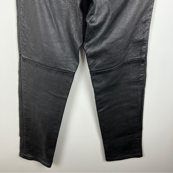 Vintage Washable Black Leather High Waisted Straight Leg Pants Size 26 - Picture 11 of 16
